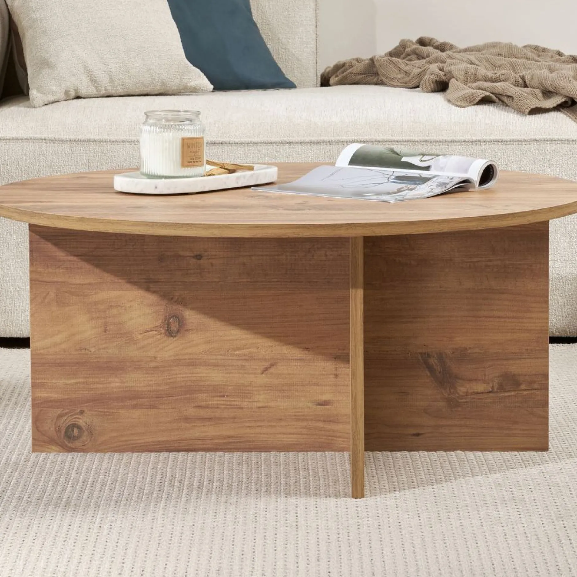 Couchtisch Soleil - 100% MELAMINE - Atlantik-Kiefer - 40 x 90 x 90 cm