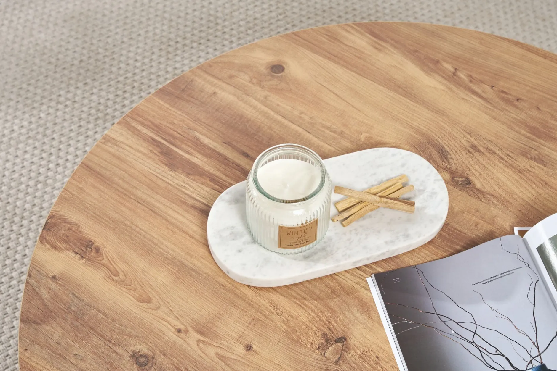 Couchtisch Soleil - 100% MELAMINE - Atlantik-Kiefer - 40 x 90 x 90 cm