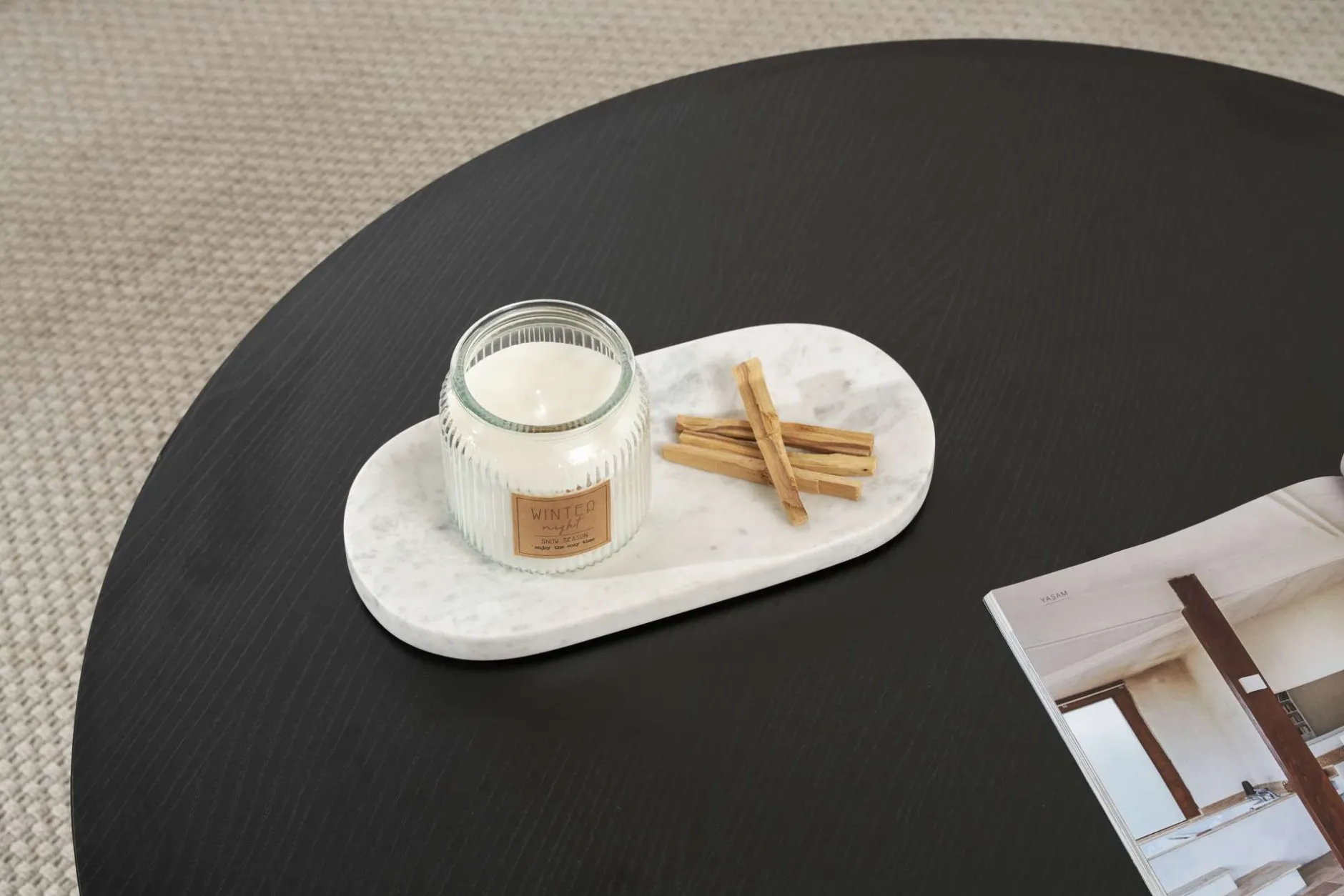 Couchtisch Soleil - 100% MELAMINE - Holzschwarz - 40 x 90 x 90 cm