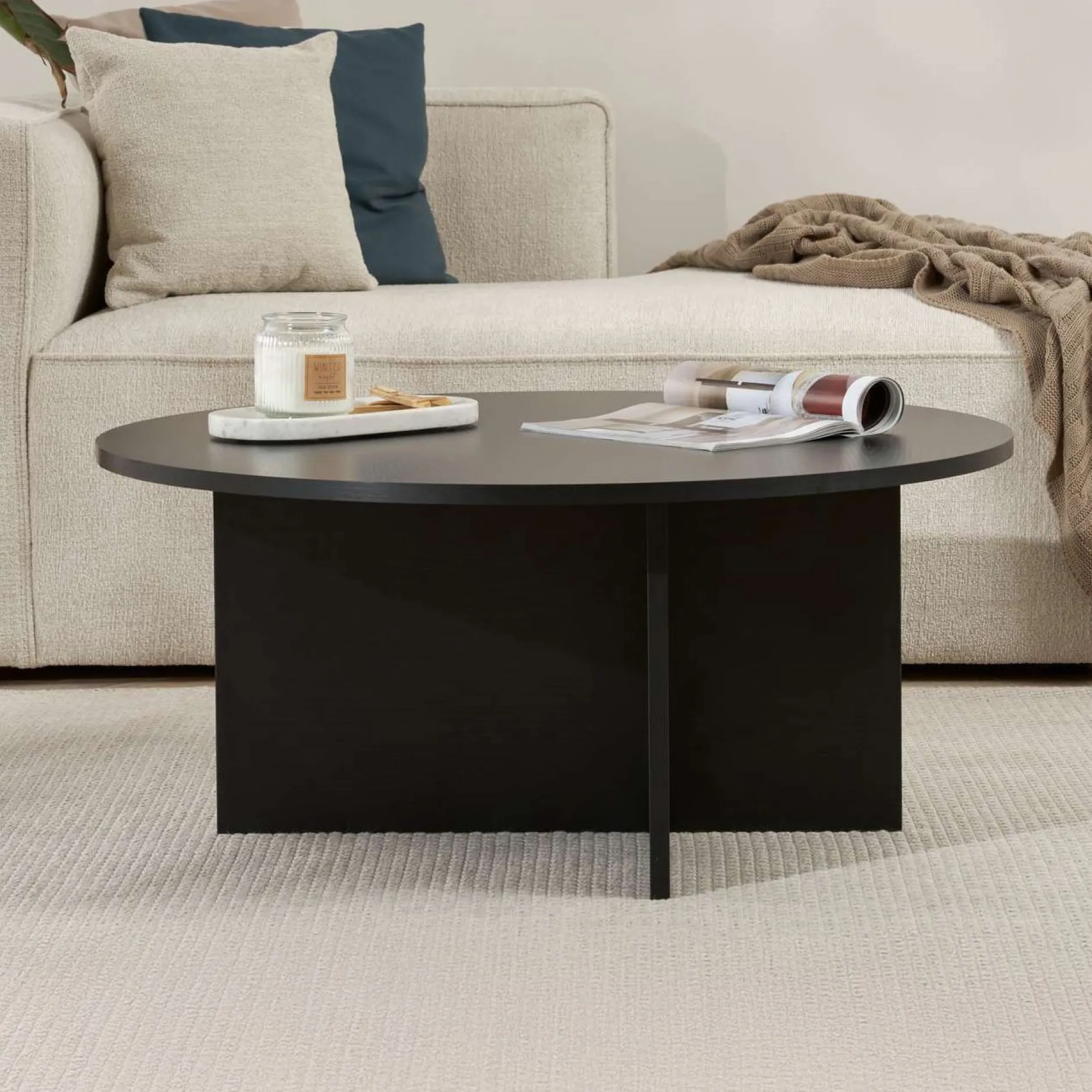Couchtisch Soleil - 100% MELAMINE - Holzschwarz - 40 x 90 x 90 cm