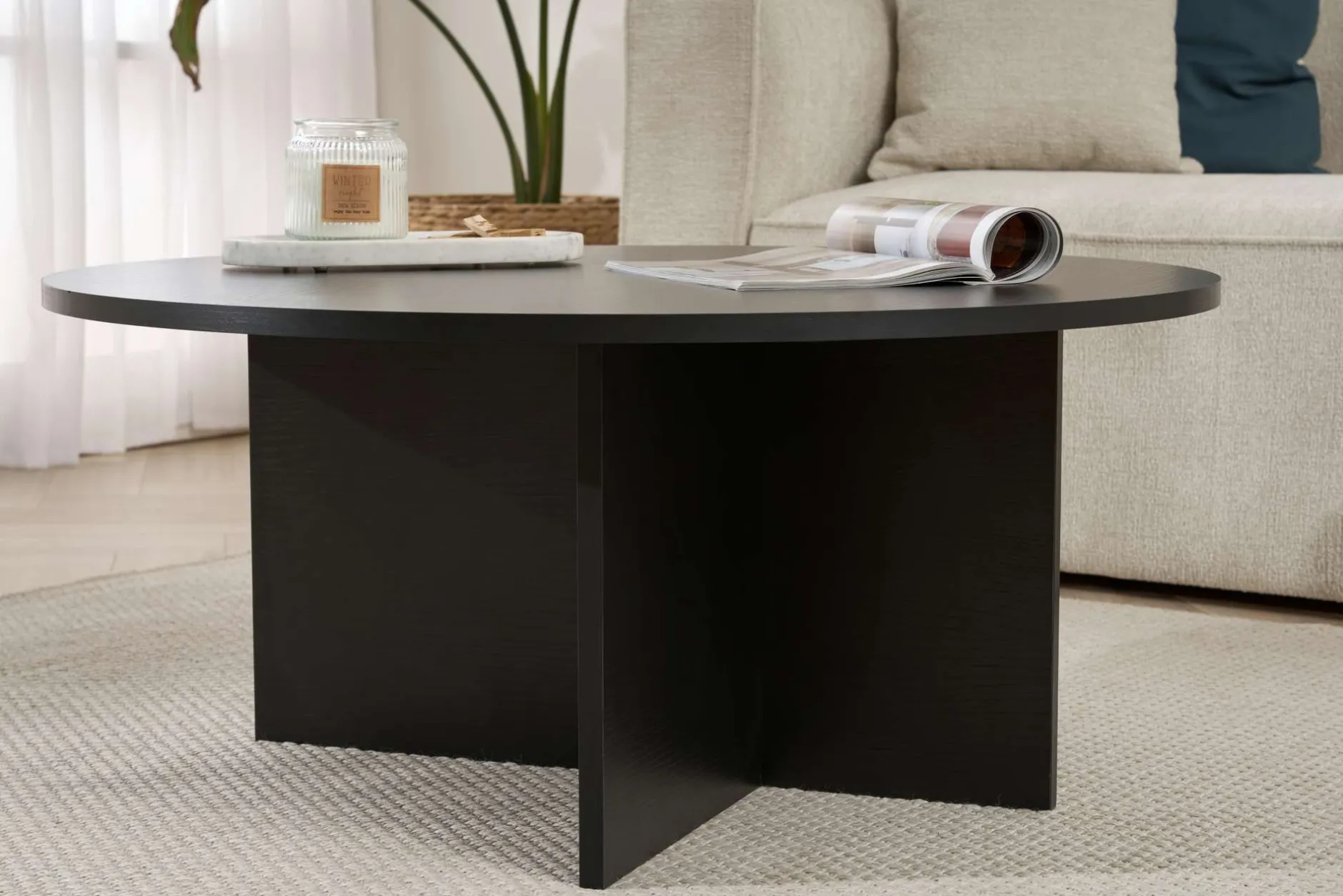 Couchtisch Soleil - 100% MELAMINE - Holzschwarz - 40 x 90 x 90 cm