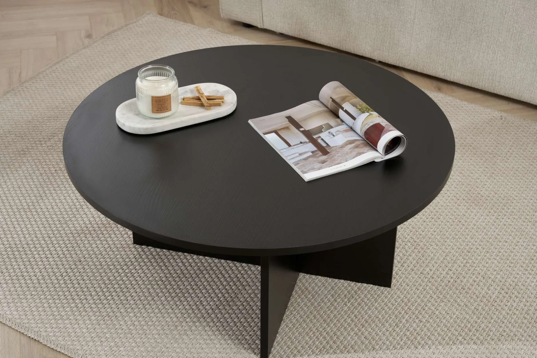 Couchtisch Soleil - 100% MELAMINE - Holzschwarz - 40 x 90 x 90 cm