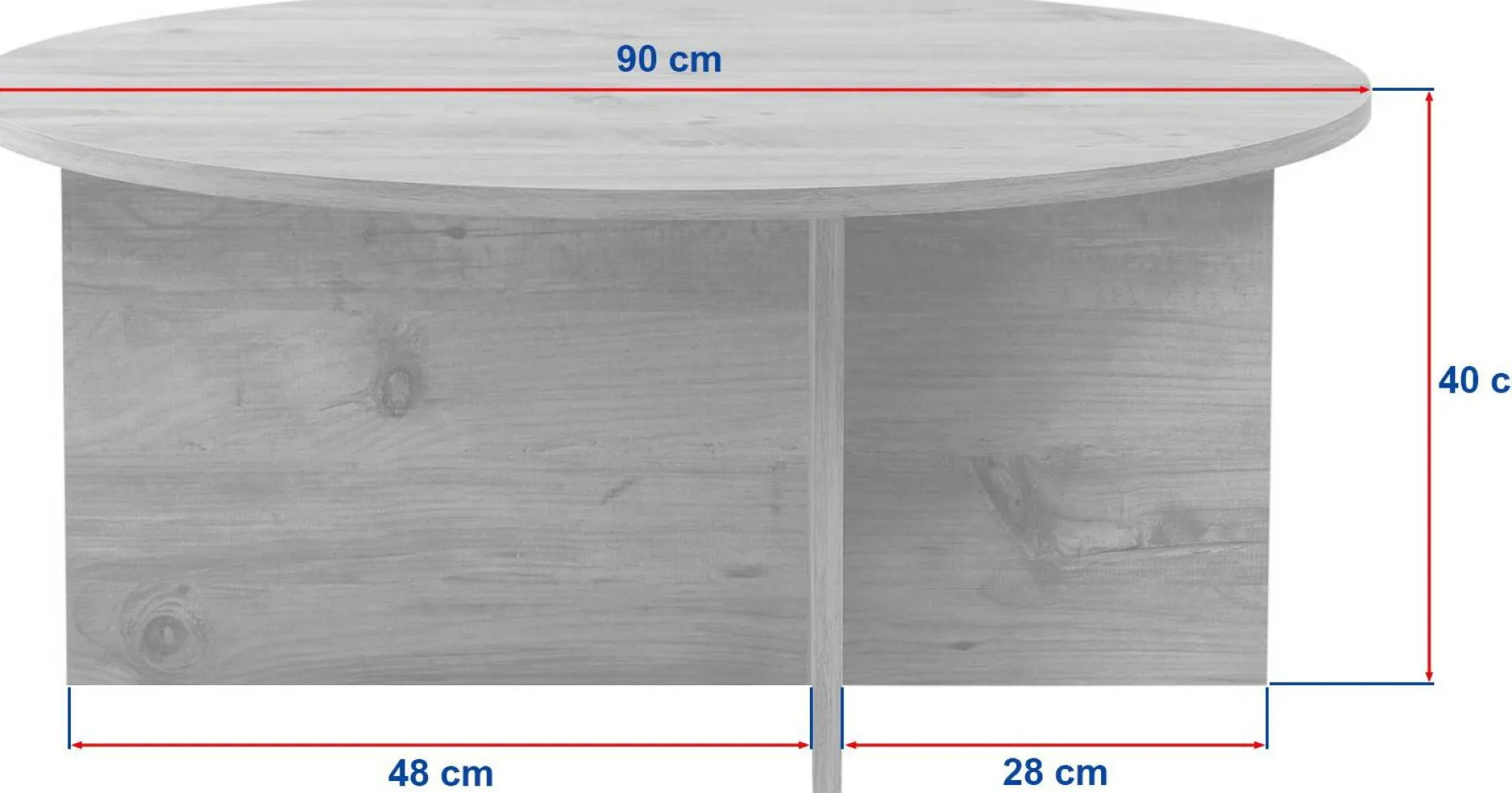 Couchtisch Soleil - 100% MELAMINE - Saphireiche - 40 x 90 x 90 cm