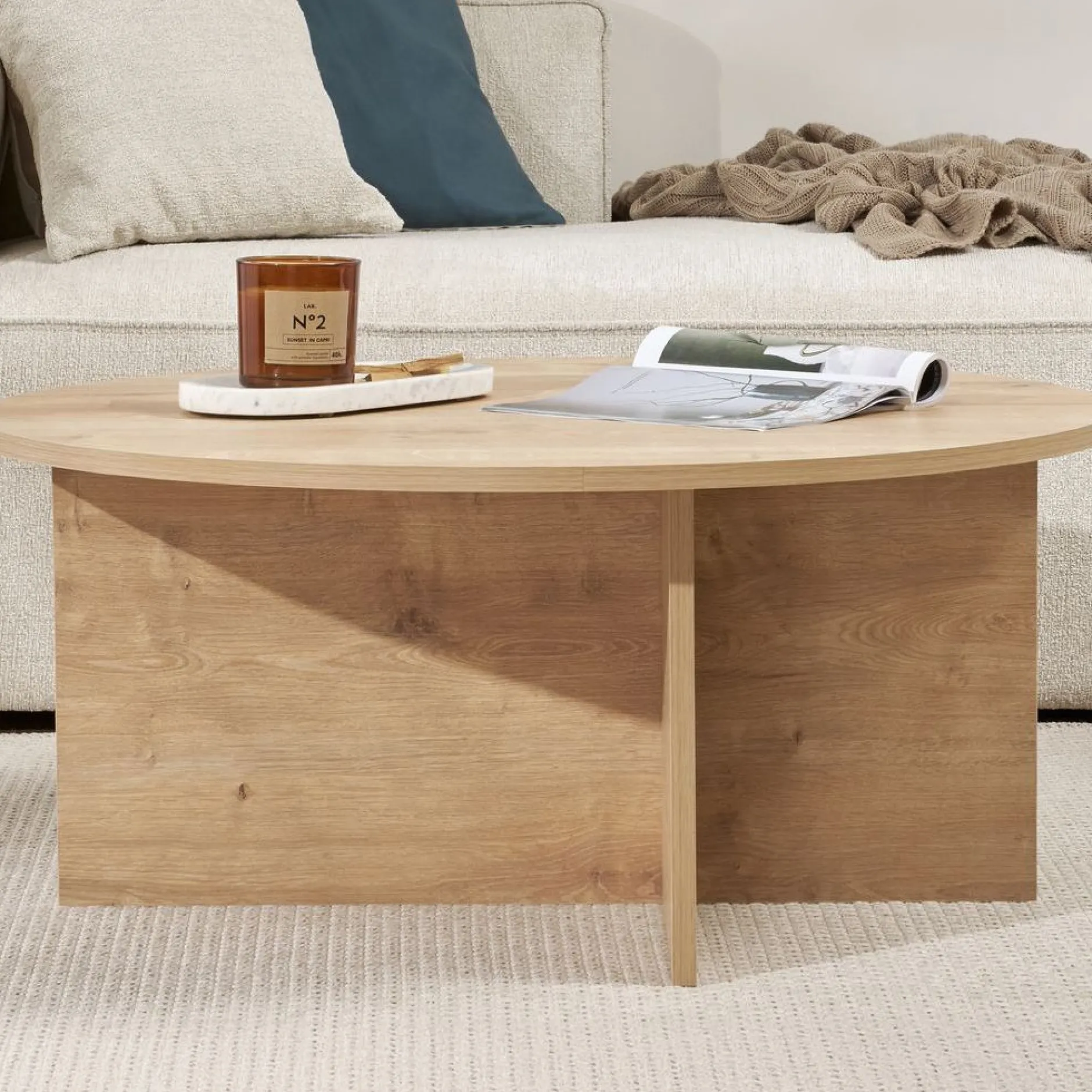 Couchtisch Soleil - 100% MELAMINE - Saphireiche - 40 x 90 x 90 cm