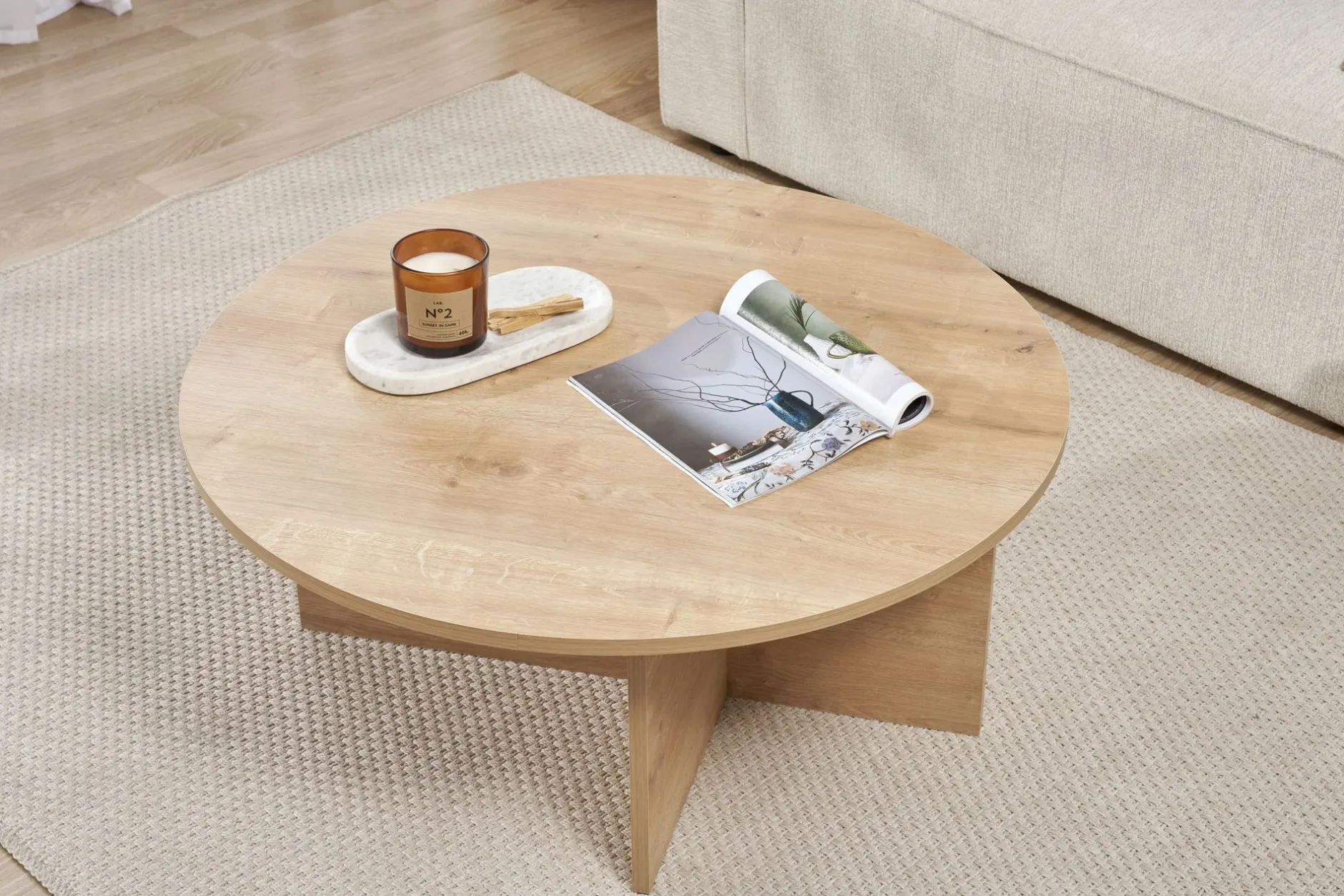 Couchtisch Soleil - 100% MELAMINE - Saphireiche - 40 x 90 x 90 cm