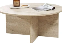Couchtisch Soleil - 100% MELAMINE - Travertin - 40 x 90 x 90 cm