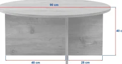 Couchtisch Soleil - 100% MELAMINE - Travertin - 40 x 90 x 90 cm