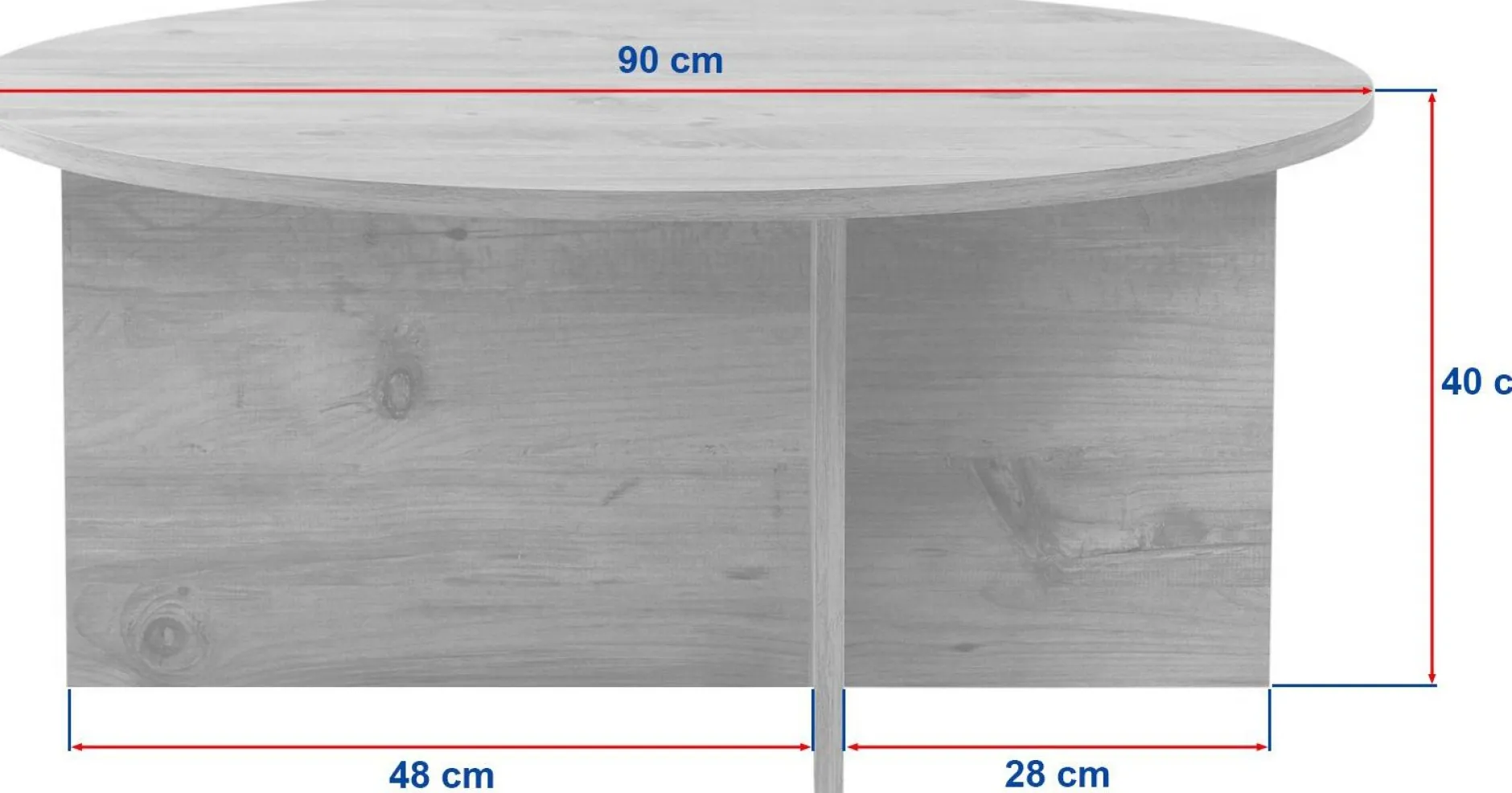 Couchtisch Soleil - 100% MELAMINE - Travertin - 40 x 90 x 90 cm