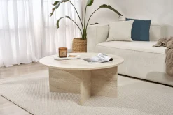 Couchtisch Soleil - 100% MELAMINE - Travertin - 40 x 90 x 90 cm