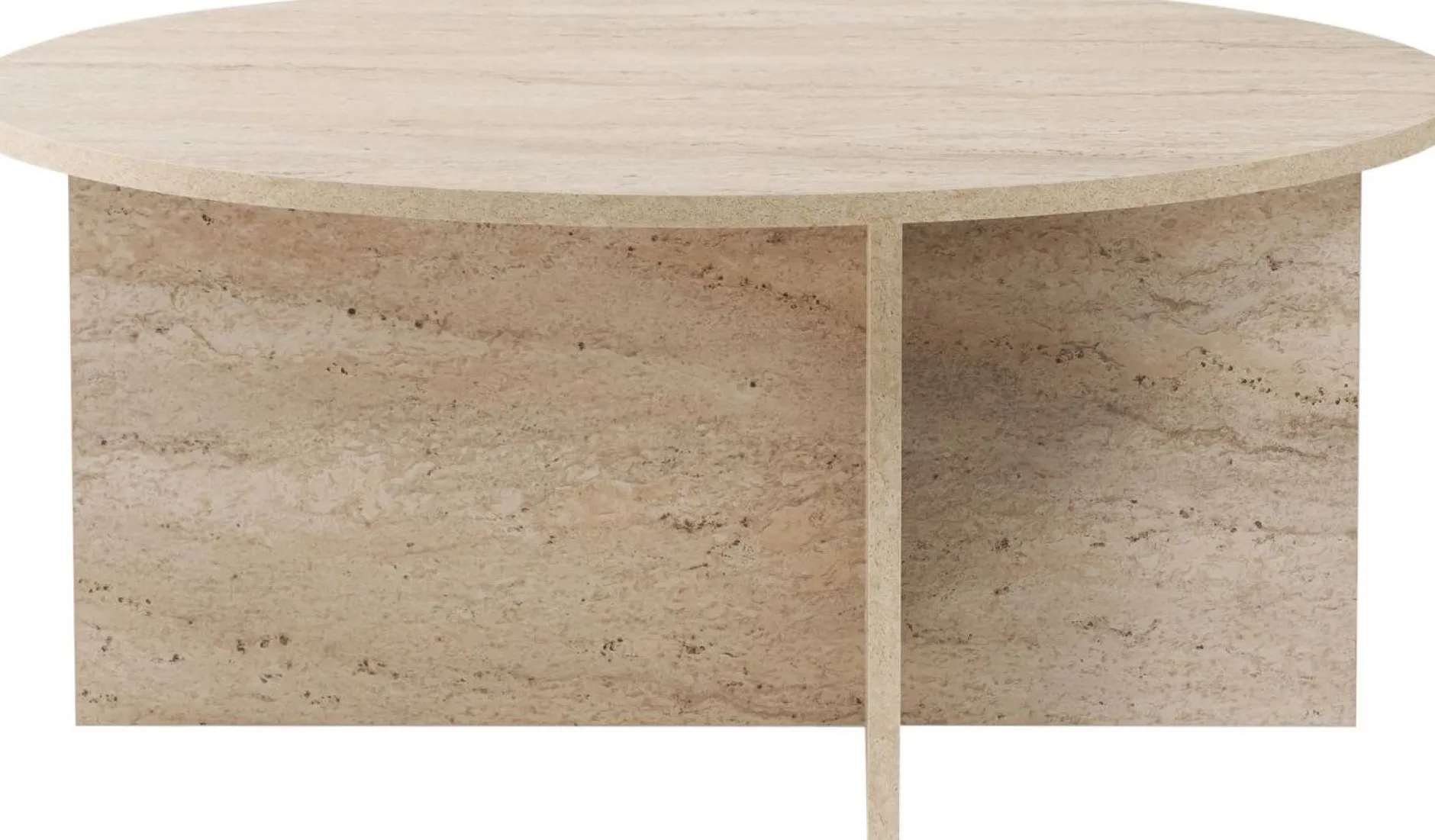 Couchtisch Soleil - 100% MELAMINE - Travertin - 40 x 90 x 90 cm