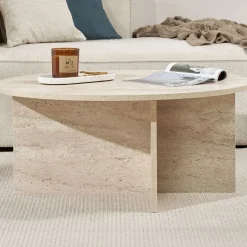 Couchtisch Soleil - 100% MELAMINE - Travertin - 40 x 90 x 90 cm