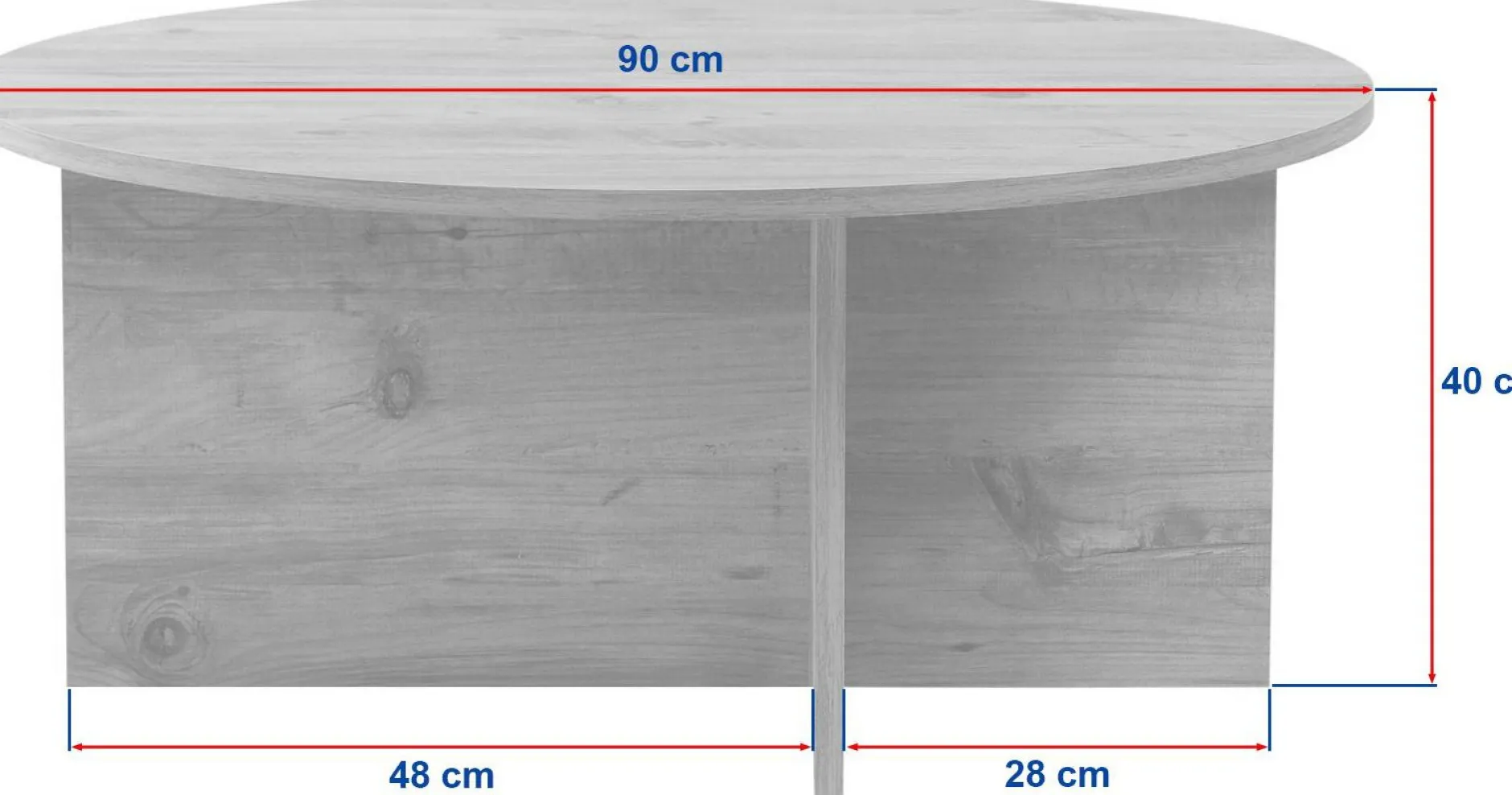Couchtisch Soleil - 100% MELAMINE - Walnuss - 40 x 90 x 90 cm