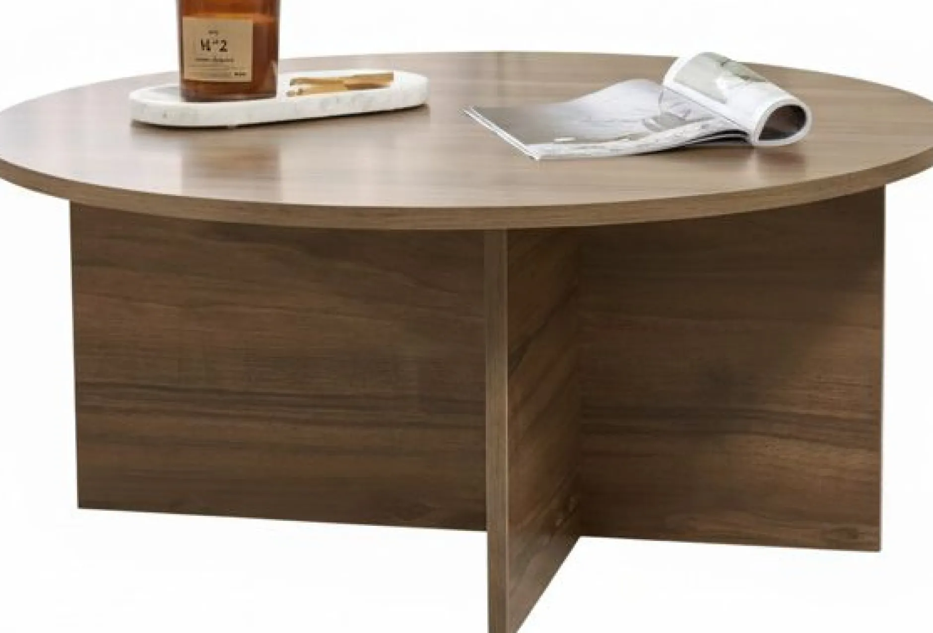 Couchtisch Soleil - 100% MELAMINE - Walnuss - 40 x 90 x 90 cm