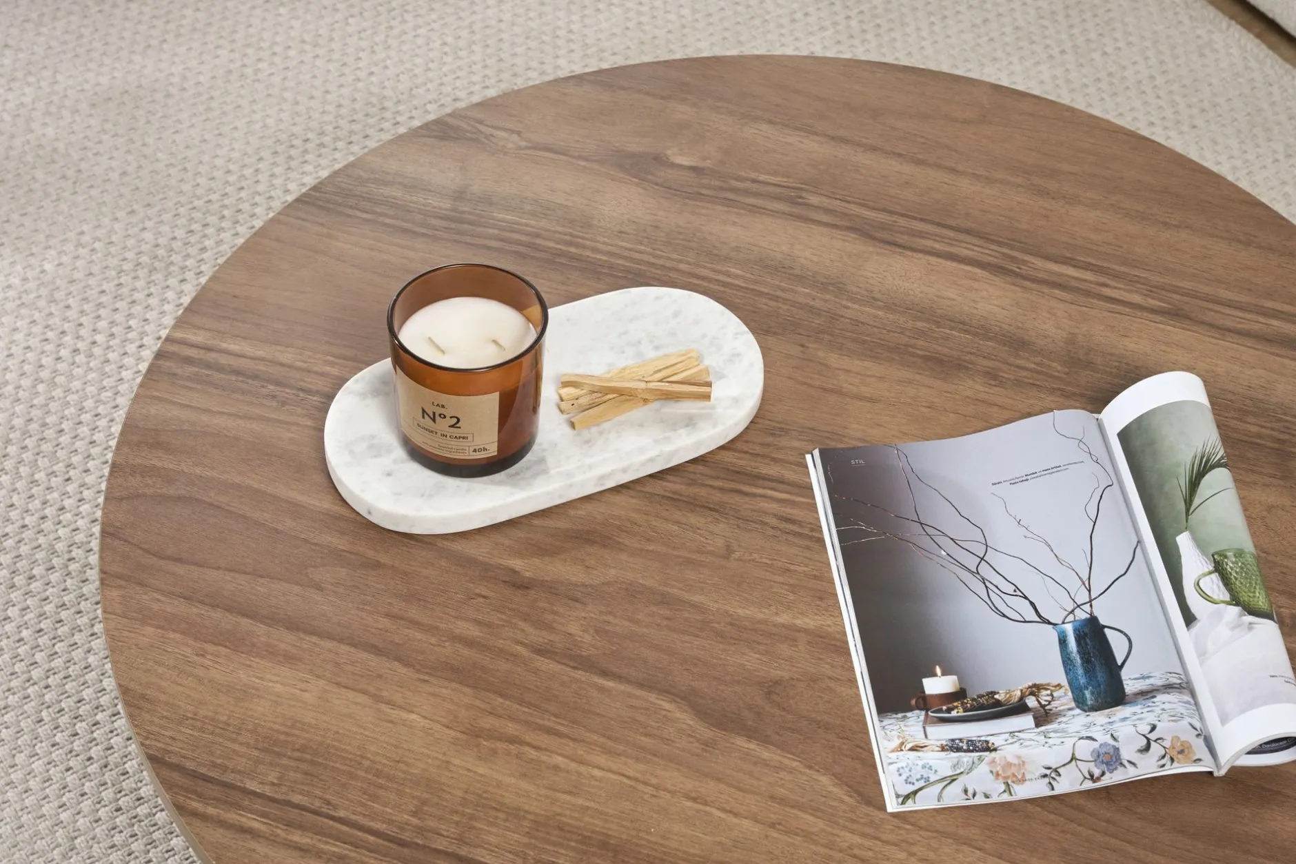 Couchtisch Soleil - 100% MELAMINE - Walnuss - 40 x 90 x 90 cm
