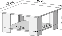 Couchtisch Square 67x67 - weiß/Eiche