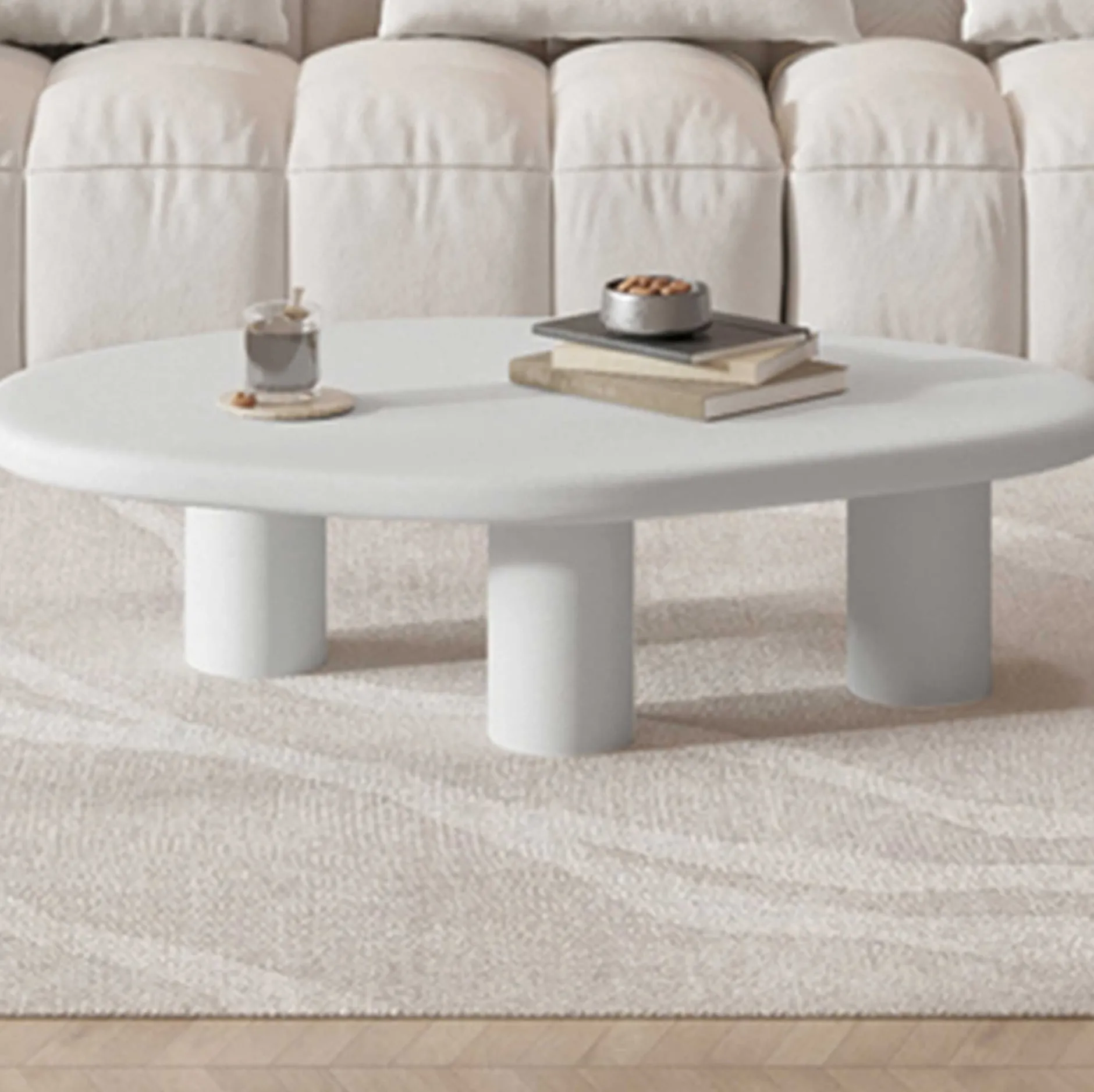 Couchtisch Tavares - 120x70x40cm - organische Form - ecru