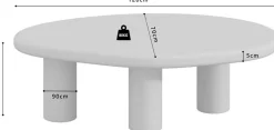 Couchtisch Tavares - 120x70x40cm - organische Form - ecru