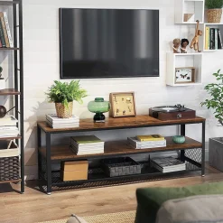 Couchtisch/TV-Schrank Bill 140x40 2 Regale - rustikal braun/schwarz