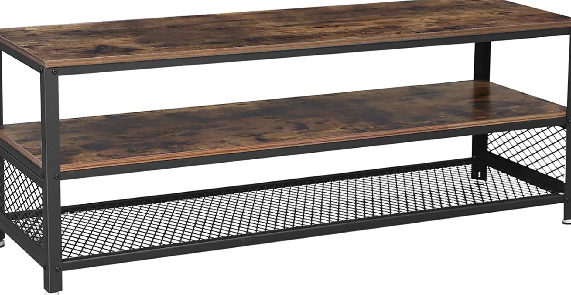 Couchtisch/TV-Schrank Bill 140x40 2 Regale - rustikal braun/schwarz