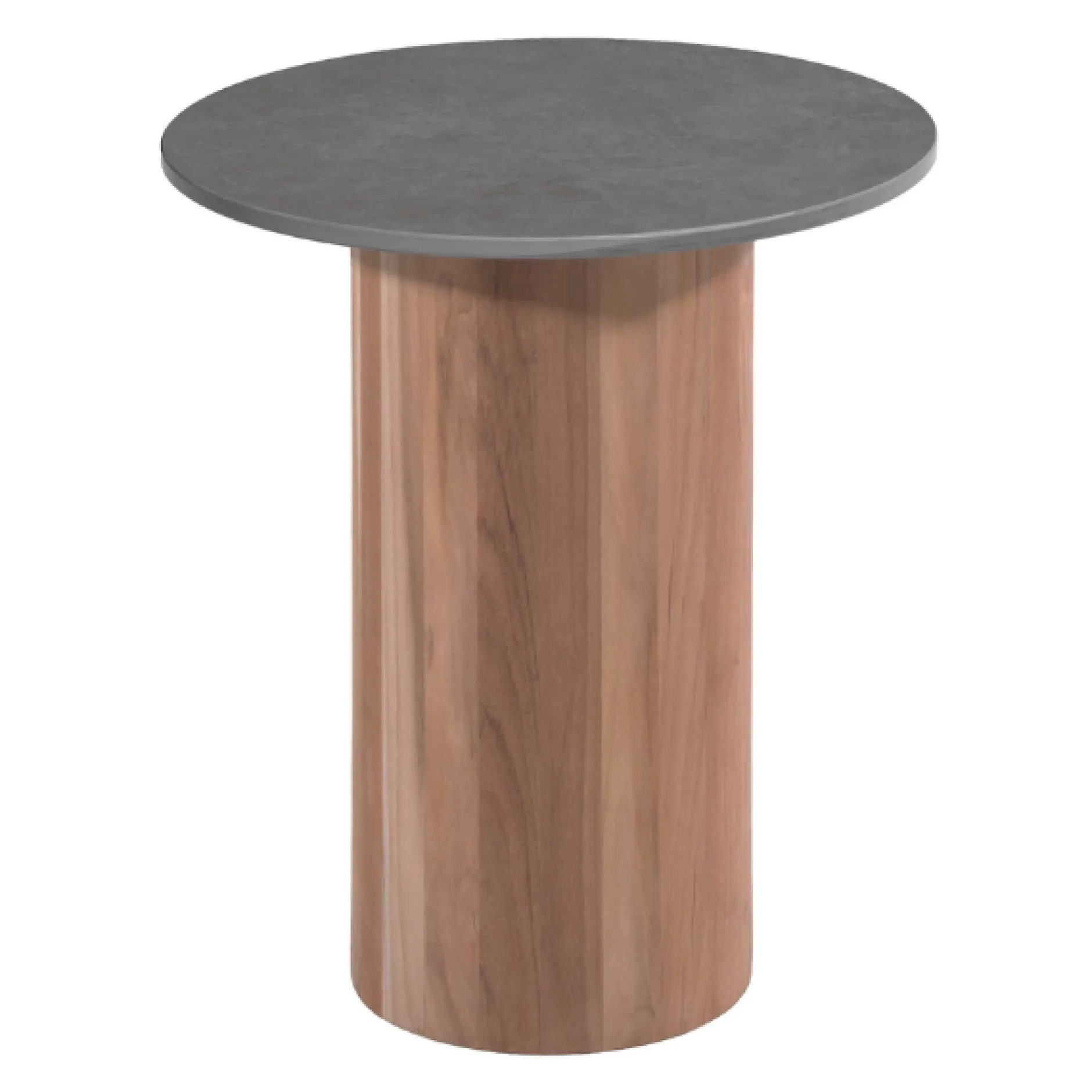 Couchtisch Viola Ø42cm Gescova - Teakholz und gesinterter Stein - Dunkelgrau