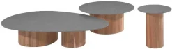 Couchtisch Viola Ø42cm Gescova - Teakholz und gesinterter Stein - Dunkelgrau