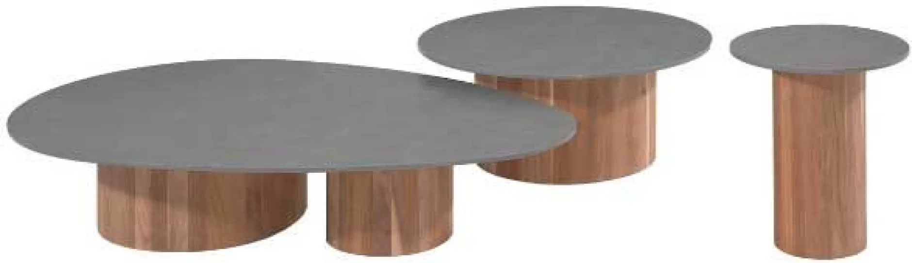 Couchtisch Viola 140x90cm Teakholz & gesinterter Stein Dunkelgrau