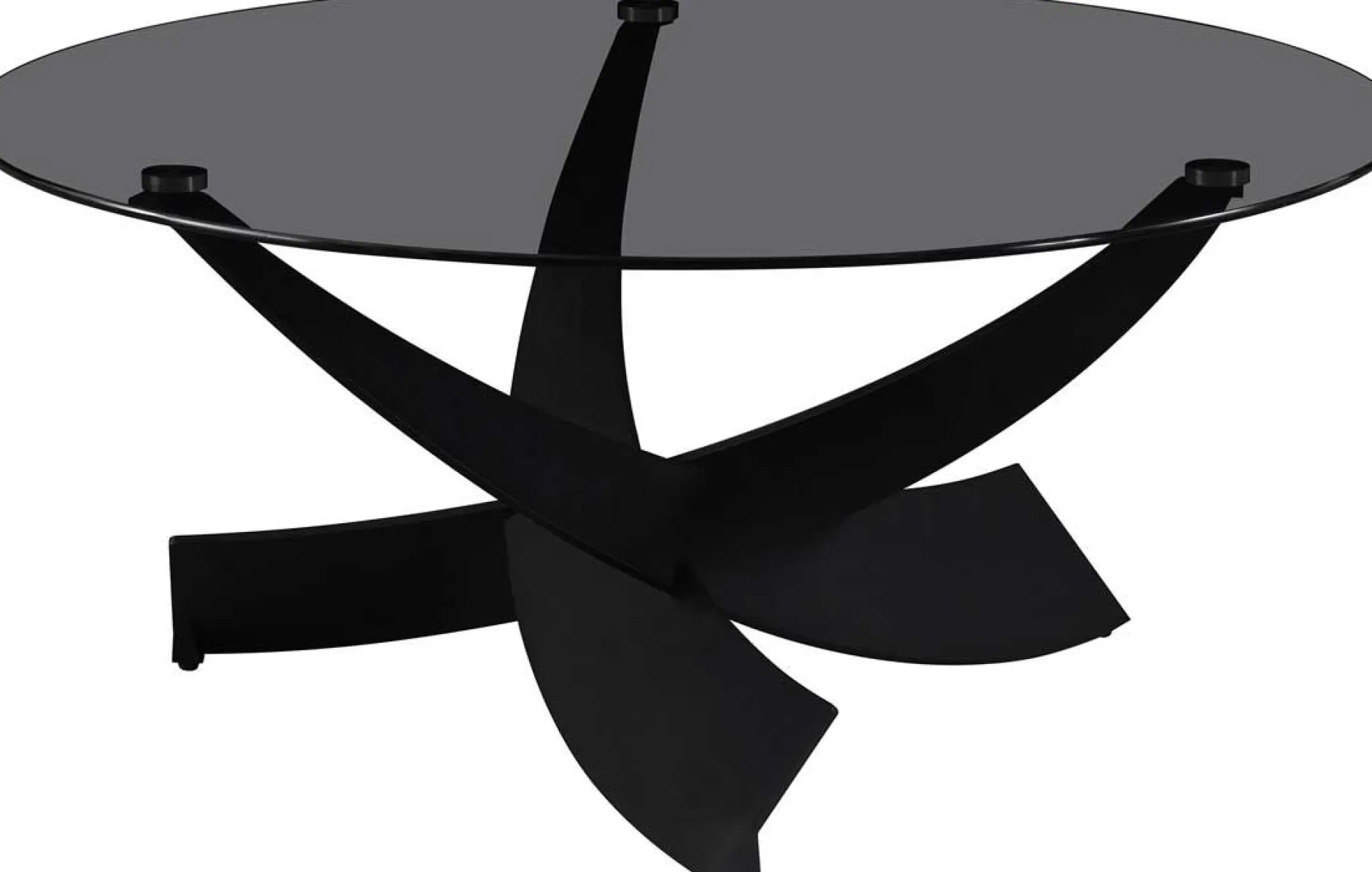 Couchtisch Weston - Ø90x41cm - Glas und Metall - schwarz