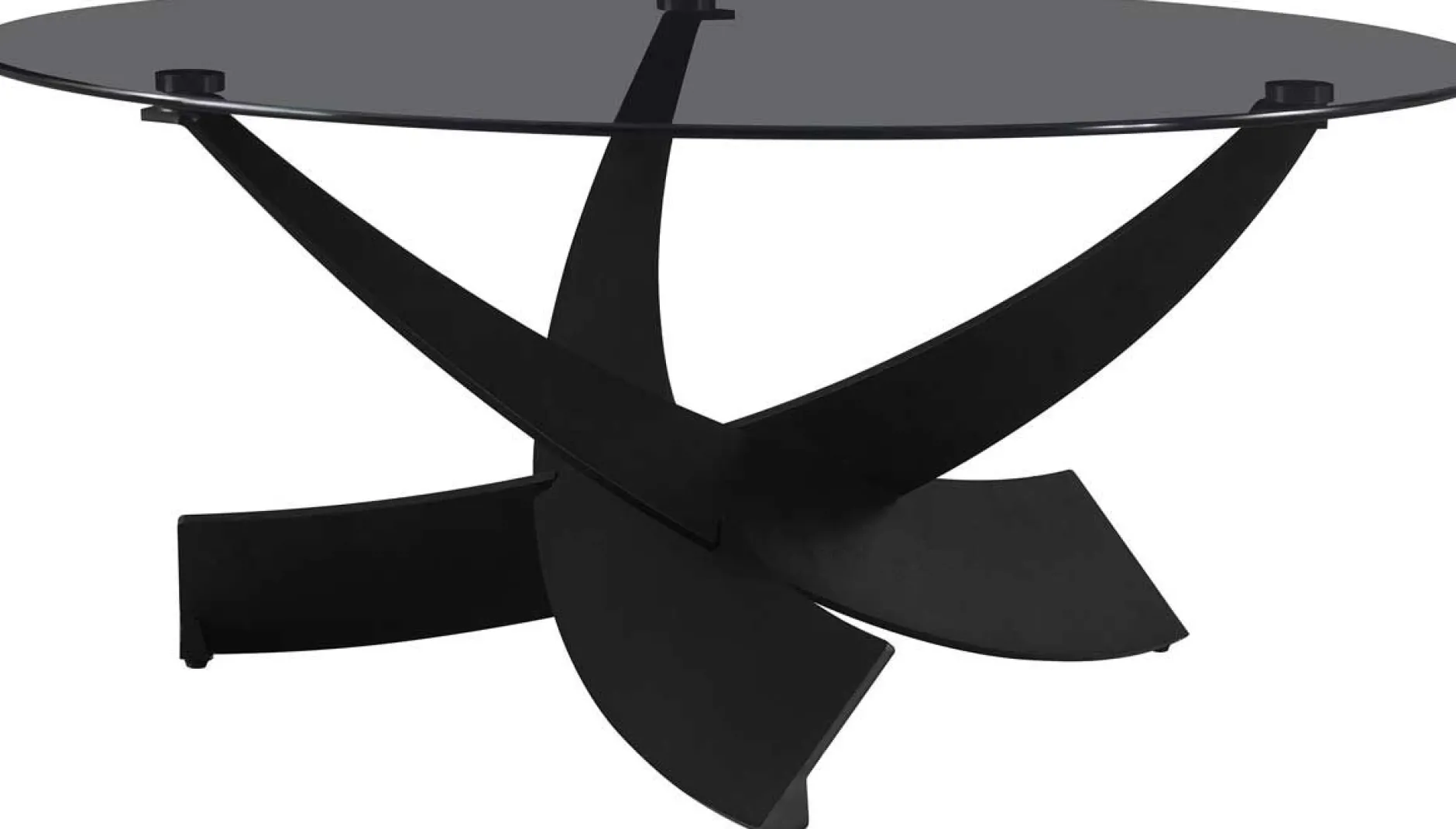 Couchtisch Weston - Ø90x41cm - Glas und Metall - schwarz