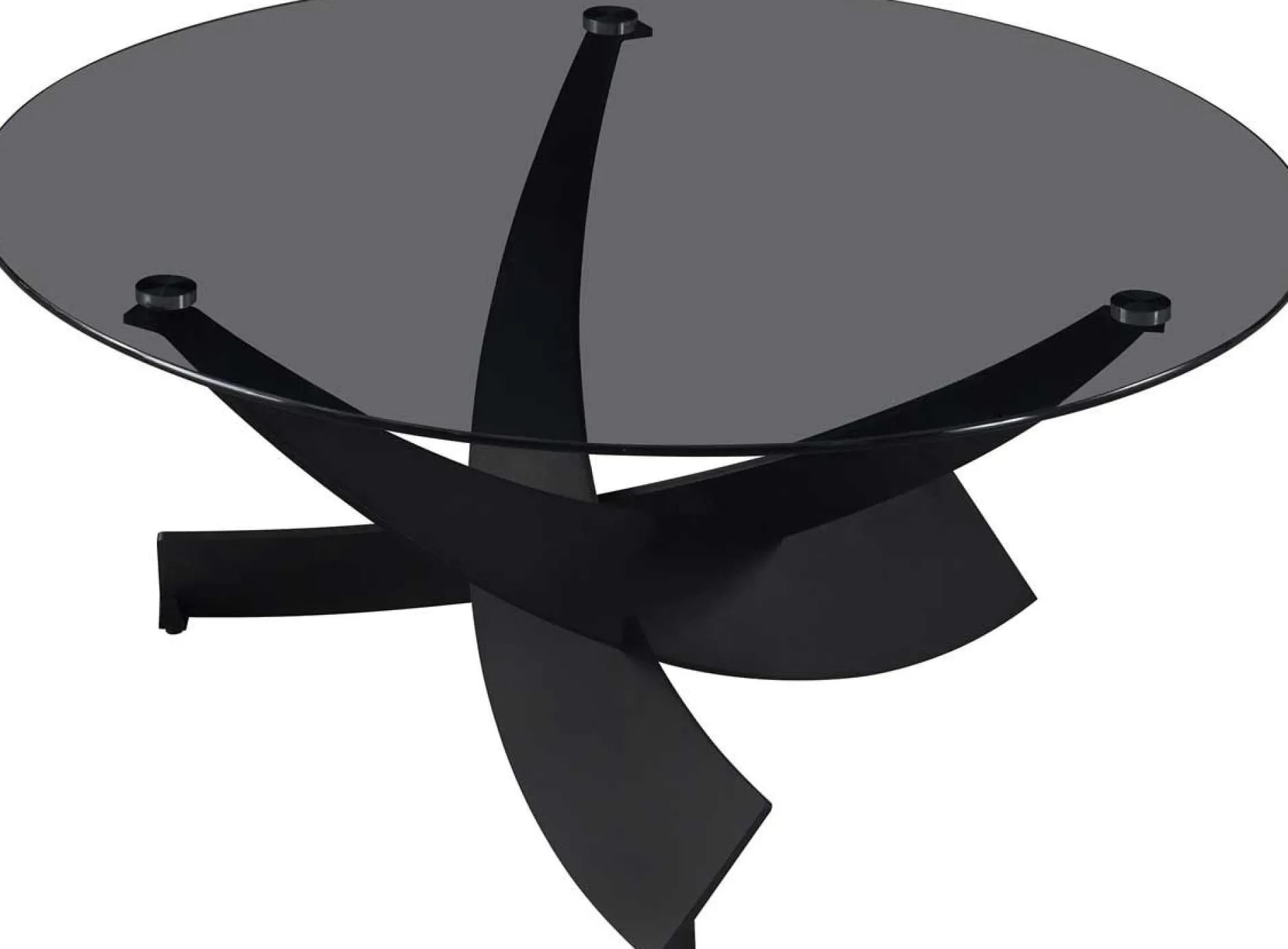 Couchtisch Weston - Ø90x41cm - Glas und Metall - schwarz