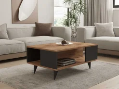 Couchtisch Yuka - 100% MELAMINE - Nussbaum - 90 x 39,5 x 60 cm