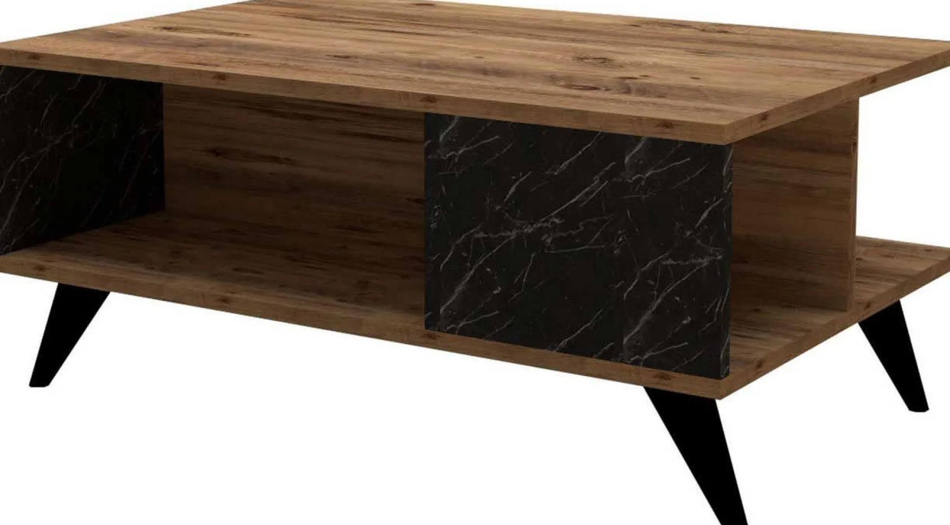 Couchtisch Yuka - 100% MELAMINE - Nussbaum - 90 x 39,5 x 60 cm