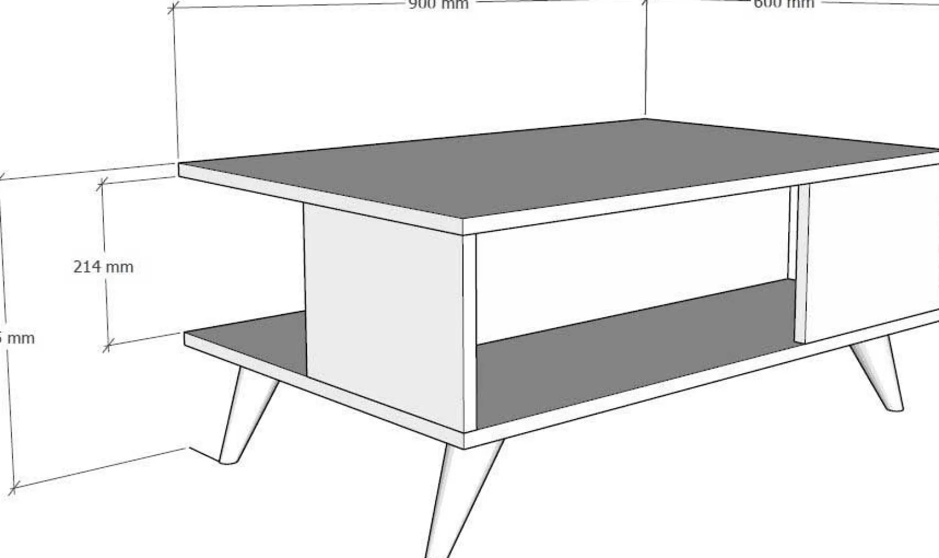Couchtisch Yuka - 100% MELAMINE - Nussbaum - 90 x 39,5 x 60 cm
