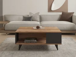 Couchtisch Yuka - 100% MELAMINE - Nussbaum - 90 x 39,5 x 60 cm