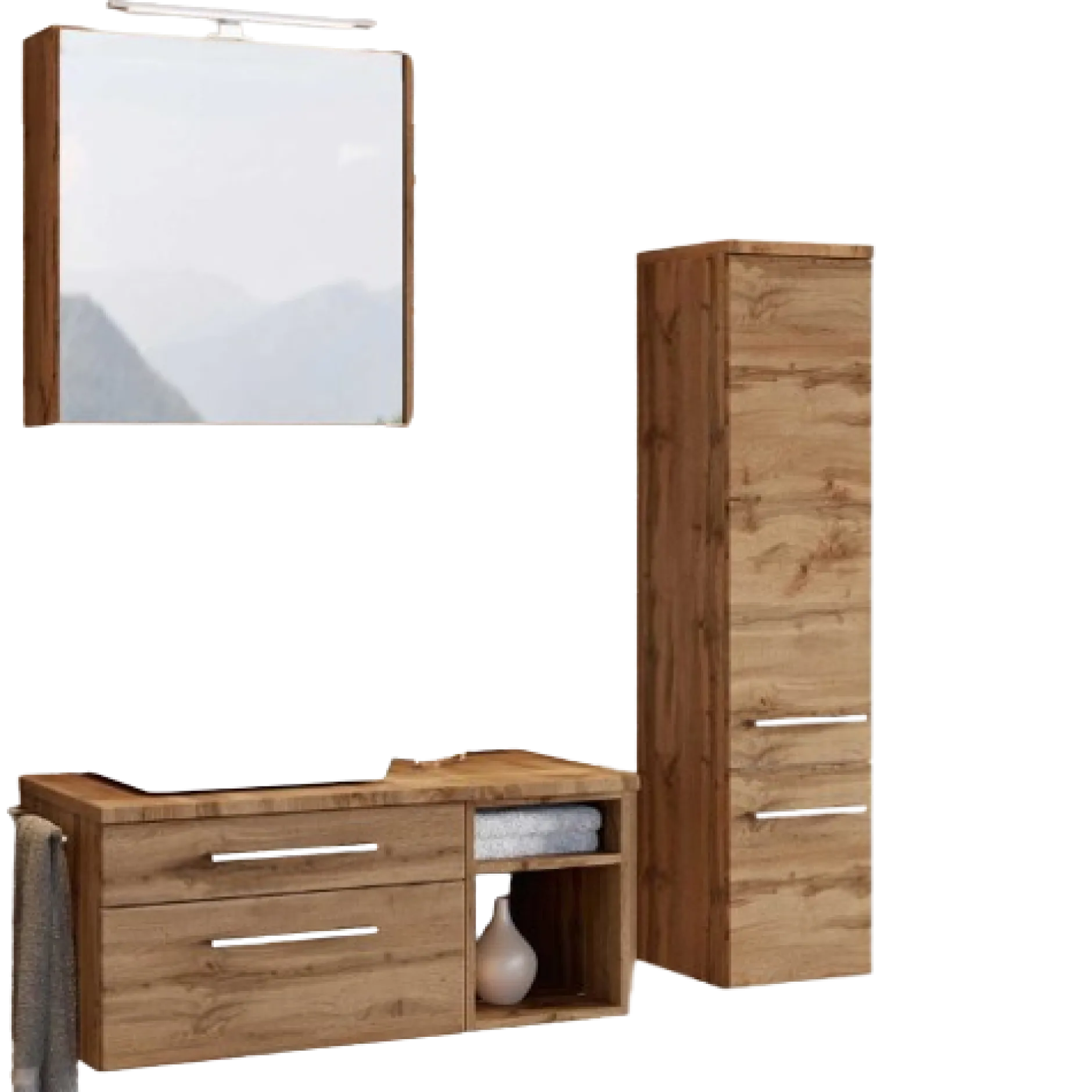 DasaBadezimmer : Spiegelschrank, Waschtischschrank, Säulenschrank - wotan Eiche Dekor