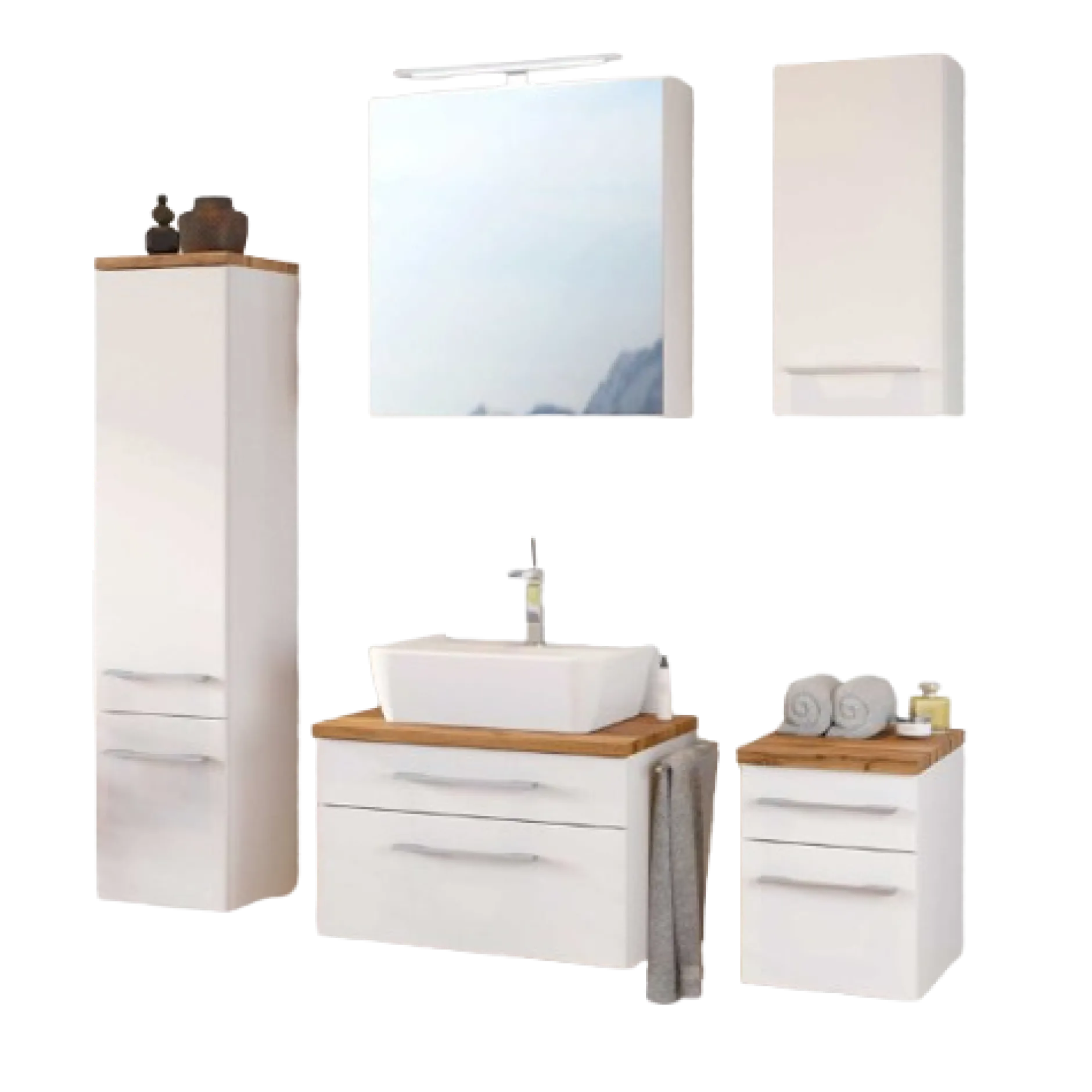 DasaBadezimmer : Säulenschrank, Spiegelschrank, Waschtischschrank, Hängeschränke - weiß