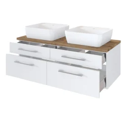 DasaBadezimmer : 2xs Spiegel, Waschbeckenschrank, Säulenschrank - weiß