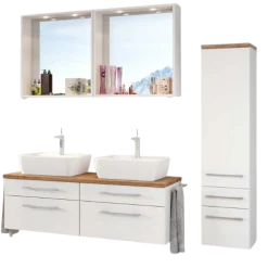 DasaBadezimmer : 2xs Spiegel, Waschbeckenschrank, Säulenschrank - weiß