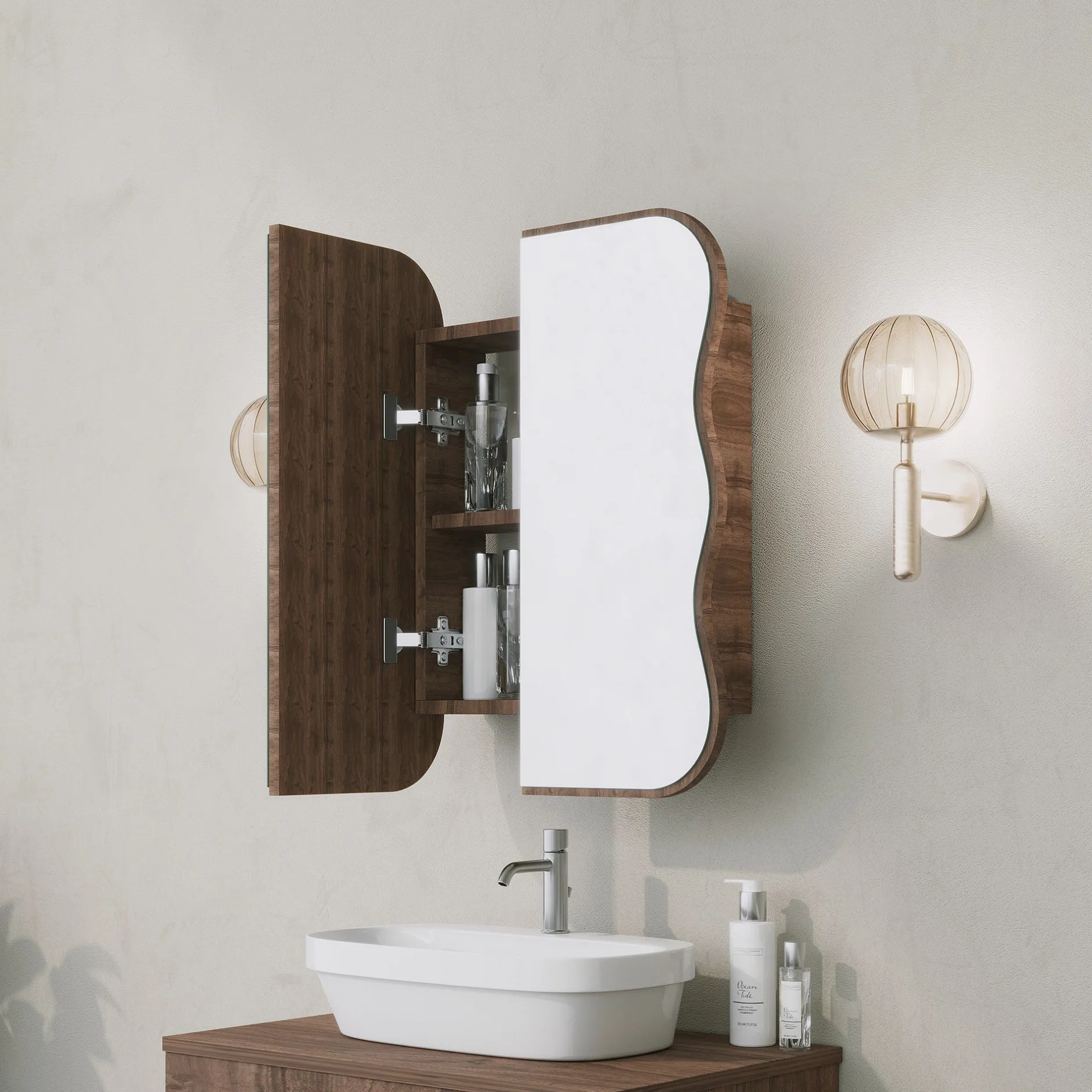 Day Dream Badezimmerschrank | 100 % Hartfaserplatte | Walnuss