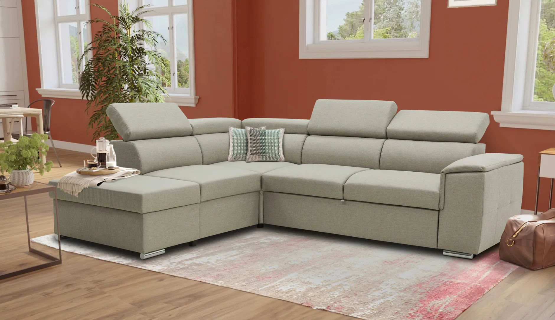 Daytona Ecksofa links - verstellbare Rückenlehnen - beige