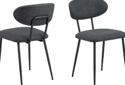 Denise Esszimmerstuhl: Basel Fabric, Dunkelgrau und Schwarzstahl