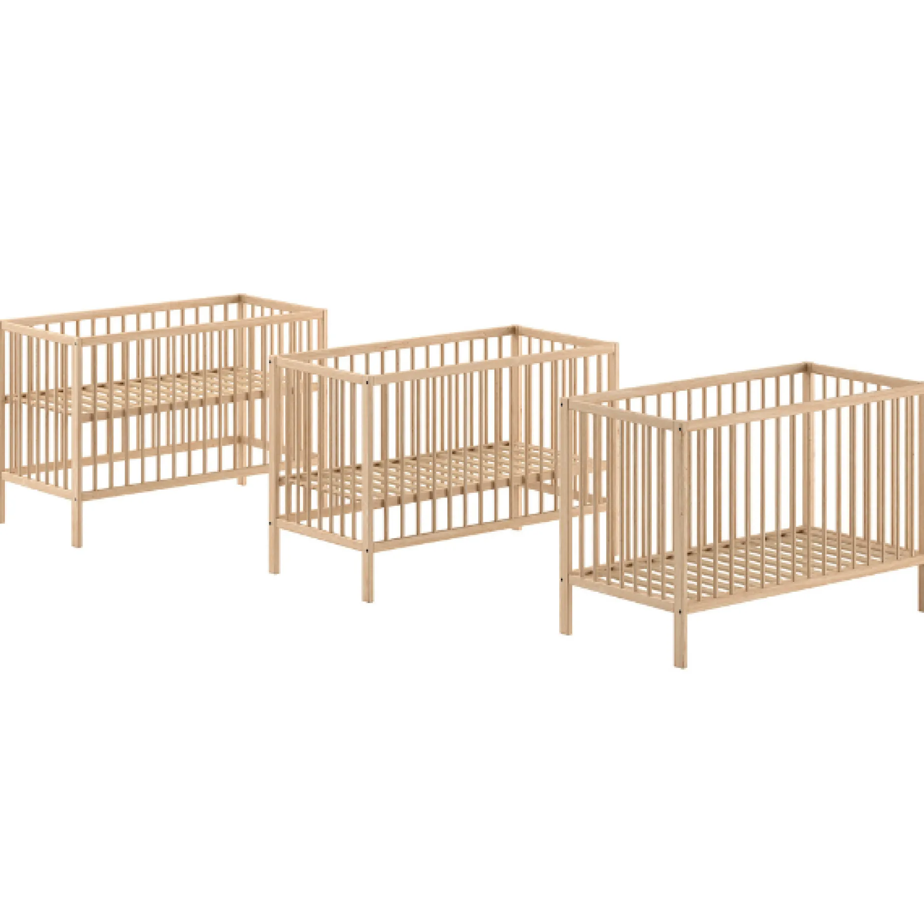 DinoBabyzimmer : Babybett 60x120cm und Wickeltisch - Kiefernholz