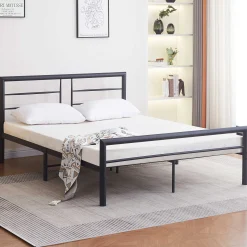 Dixon Metall-Doppelbett - 140x200cm - mattschwarz