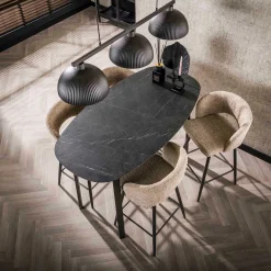 Dänischer Bar-Tisch Oval 140 cm - Graphit 3D Melamin