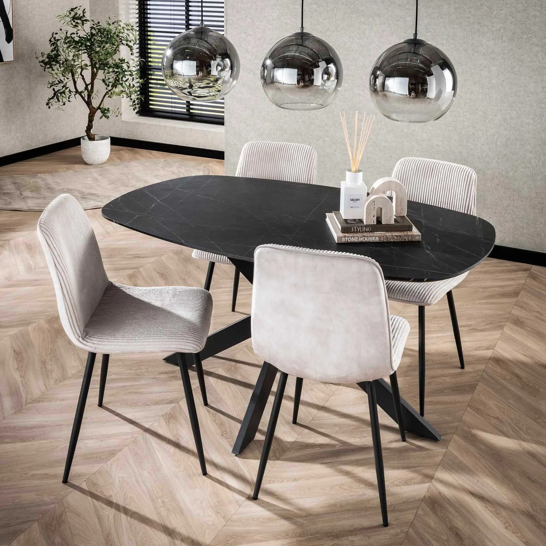 Dänischer Esstisch Oval 150 cm Graphit Melamin