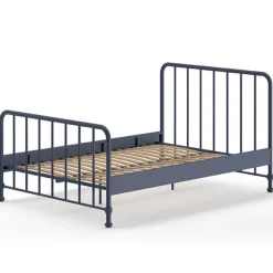 Doppelbett Bronxx Metall 140x200 - matt blau denim