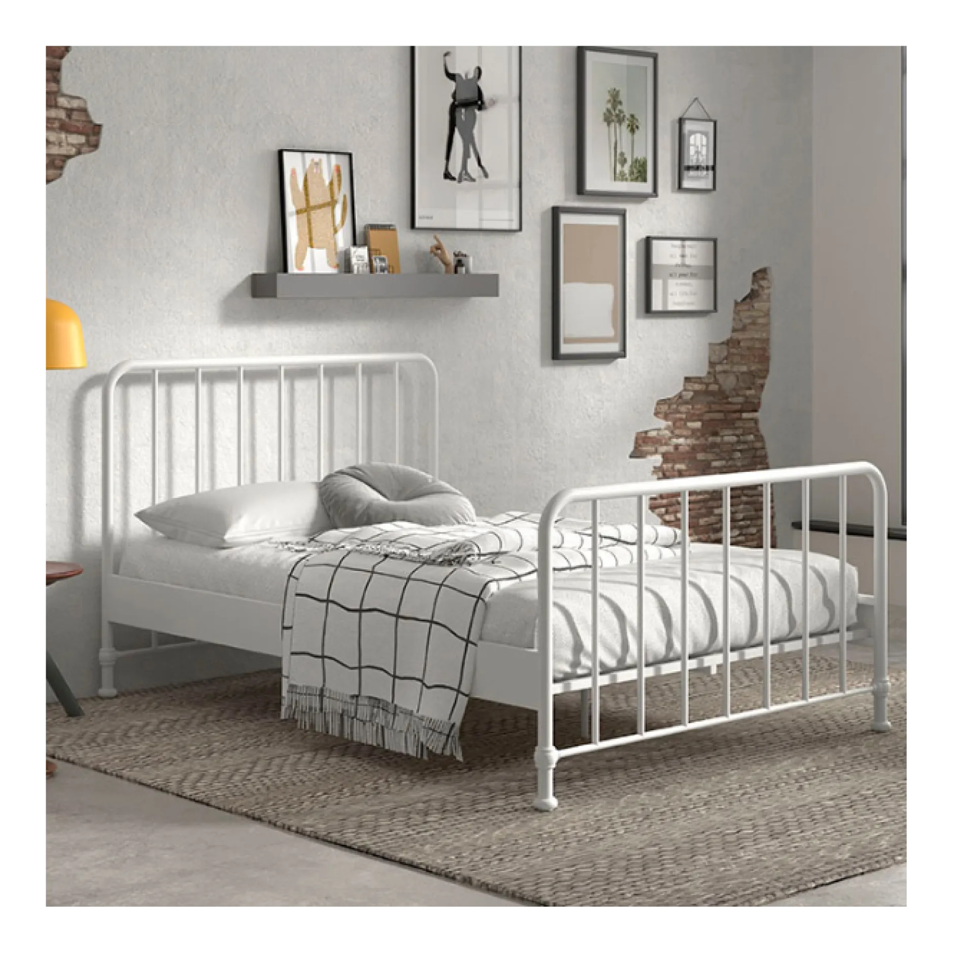 Doppelbett Bronxx Metall 140x200 - matt weiß