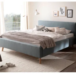 Doppelbett Cézanne 160x200cm mit Stauraum - eisblau