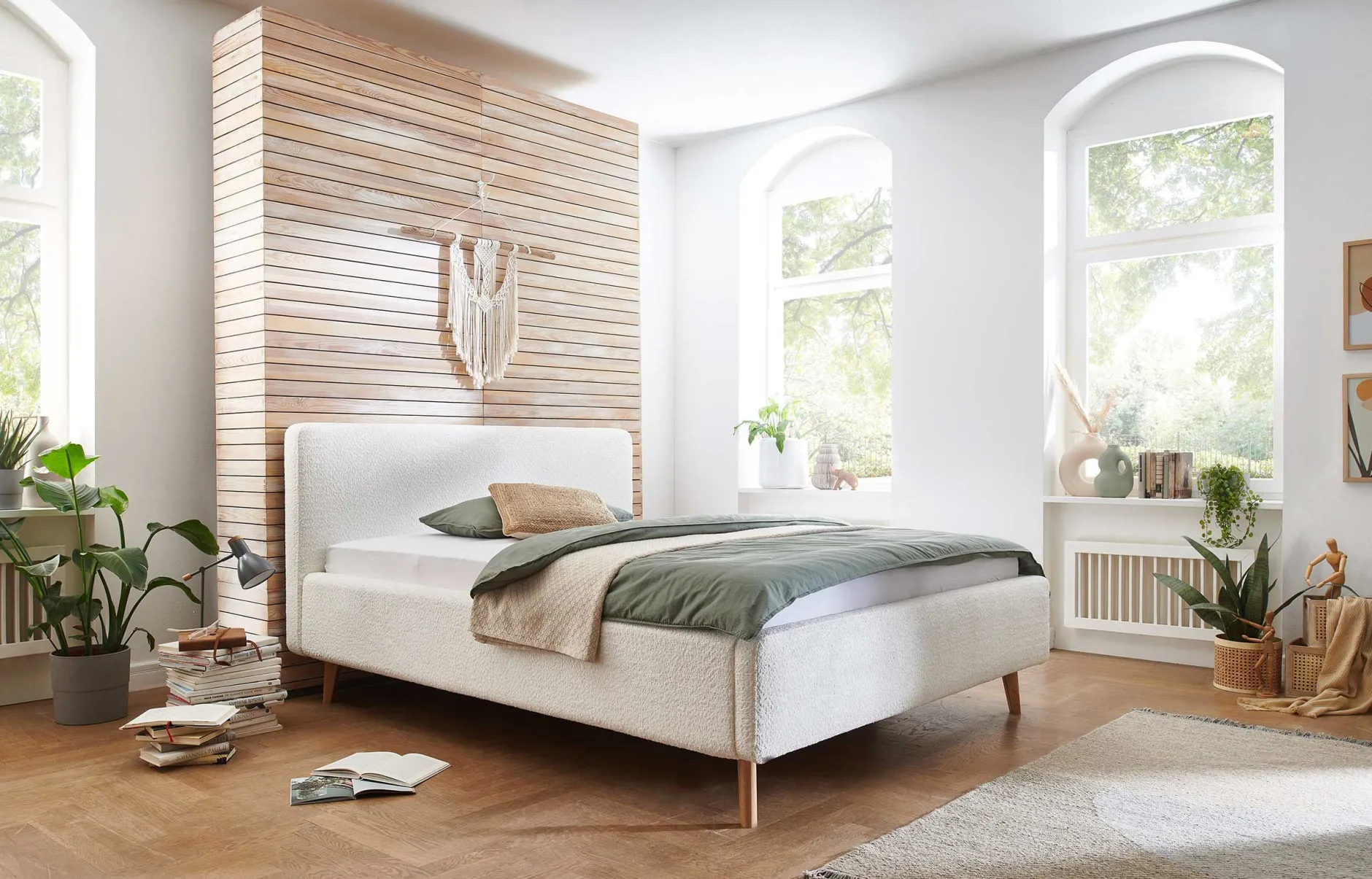 Doppelbett Dalila 180x200cm Teddystoff - weiß