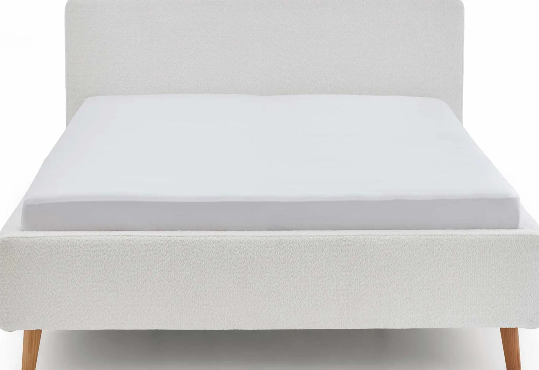 Doppelbett Dalila 180x200cm Teddystoff - weiß