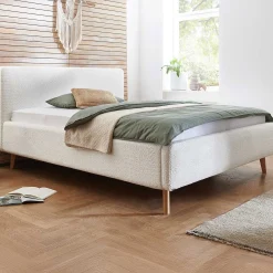 Doppelbett Dalila 180x200cm Teddystoff - weiß